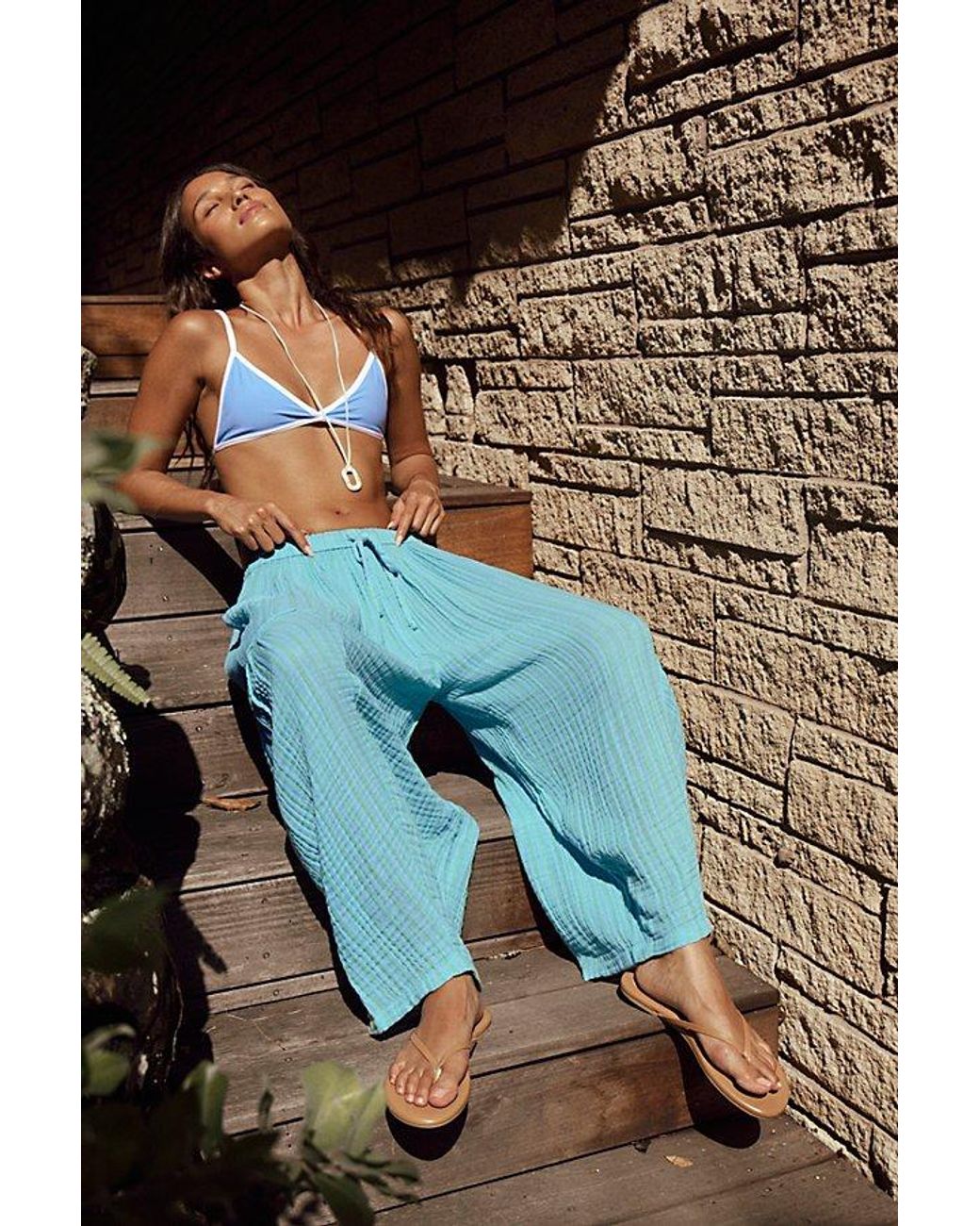 free-est Blue Quinn Striped Pants By