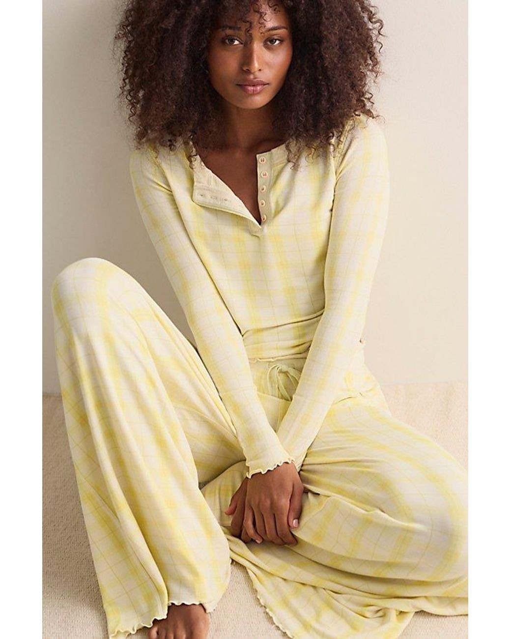 Intimately By Free People Natural Dream State Printed Henley Top By