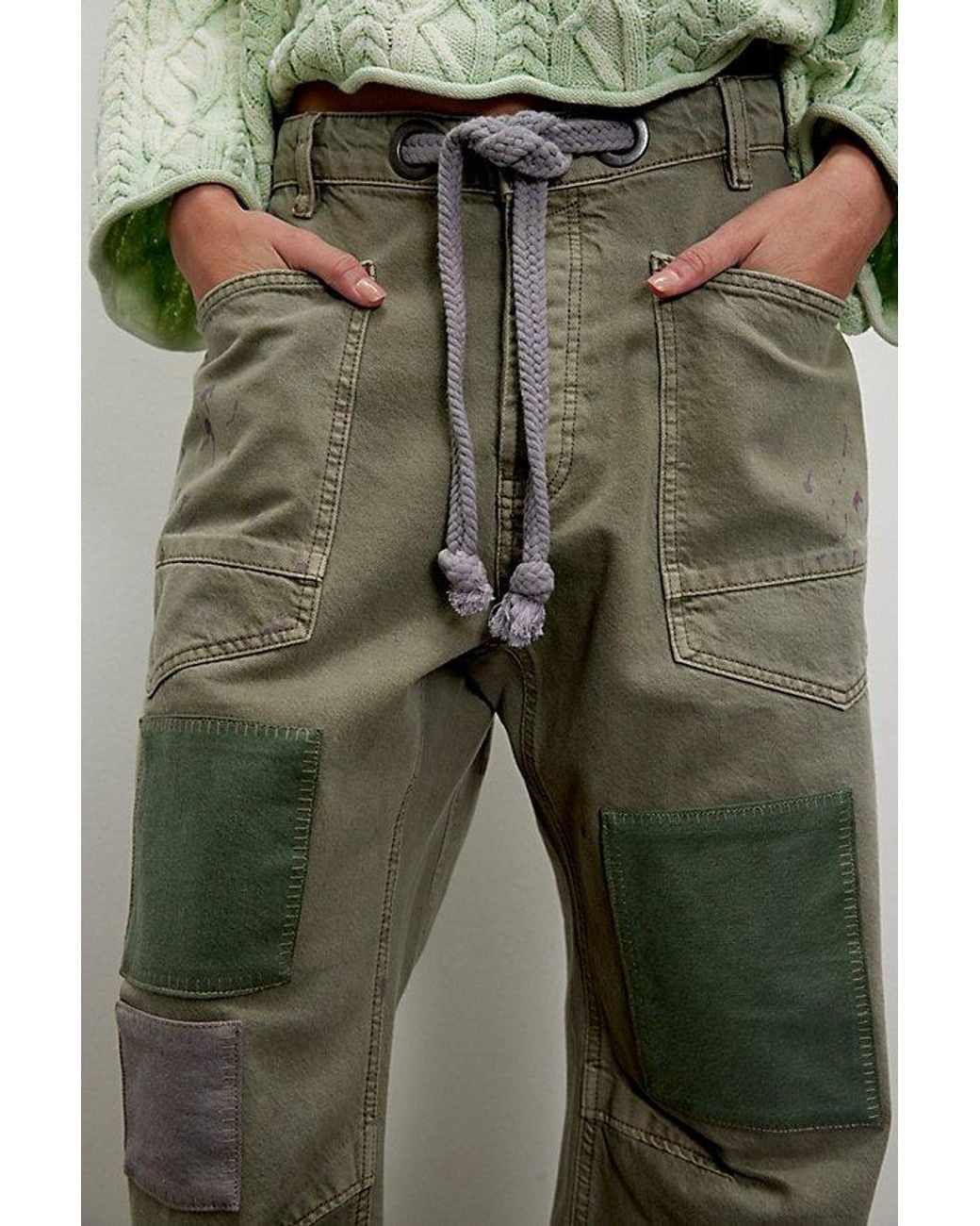 Free People Green We The Free Moxie Pull-on Barrel Jeans