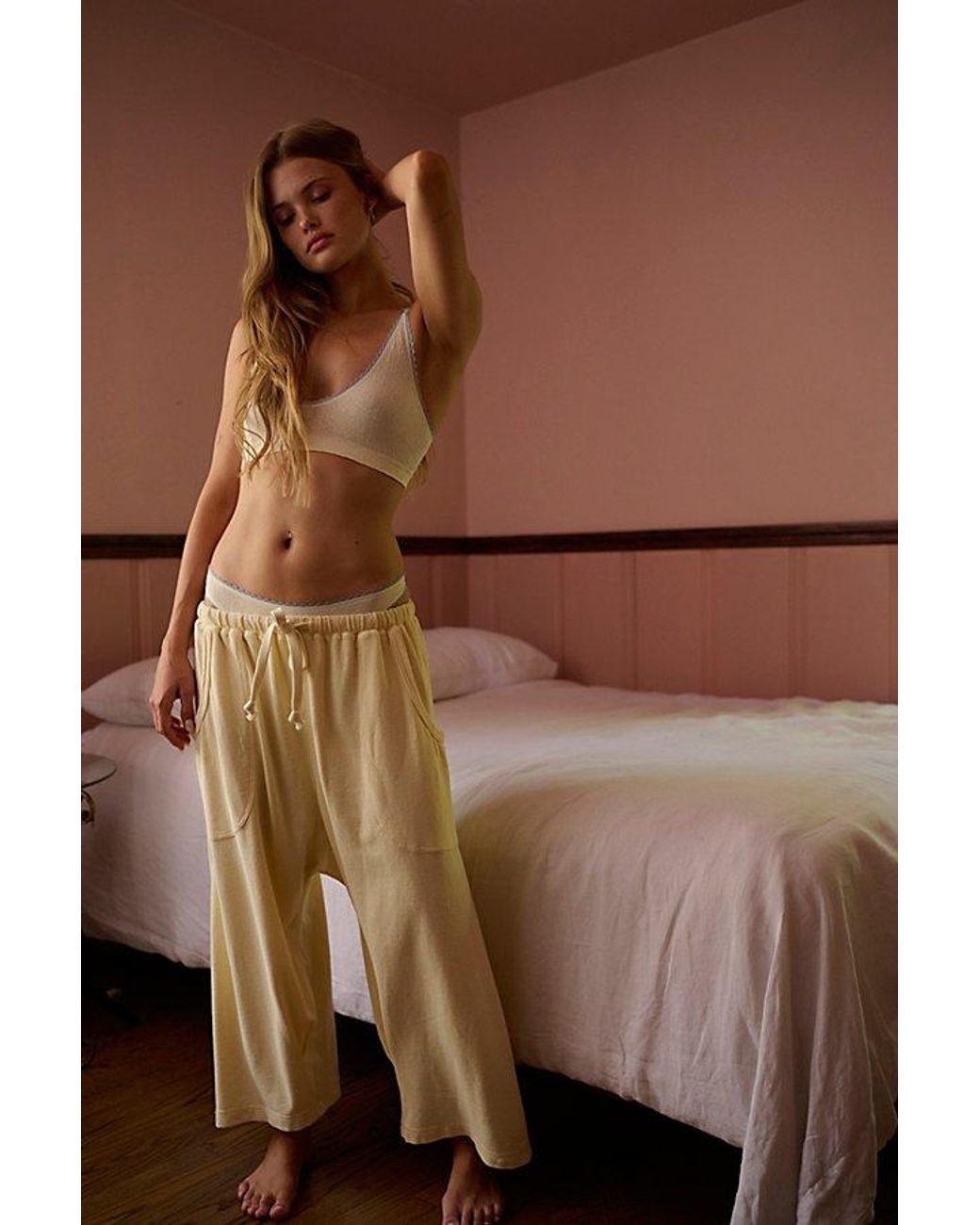 Intimately By Free People Brown Staycation Terry Harem Lounge Pants By