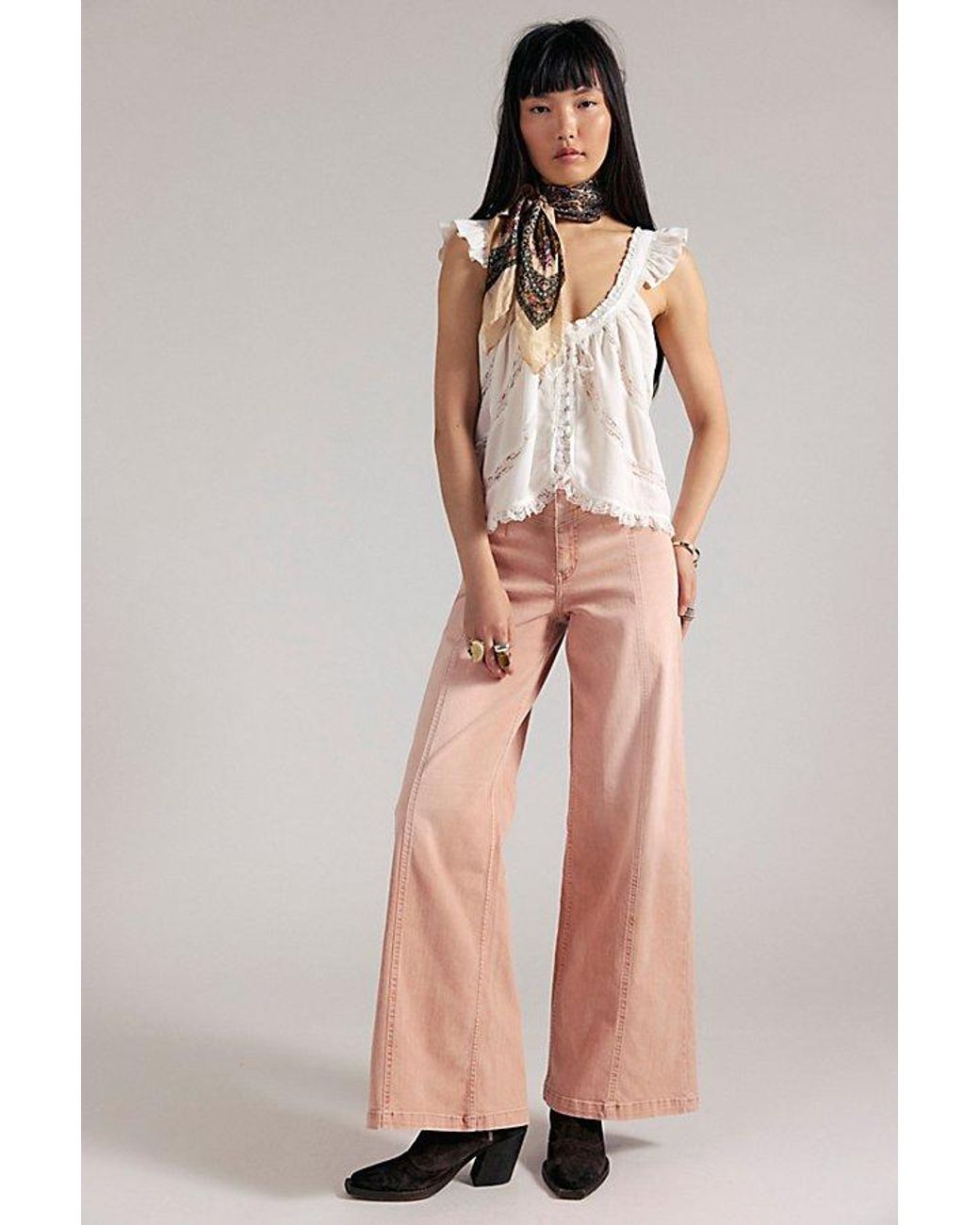 Free People Purple We The Free Libre Wide-Leg Jeans