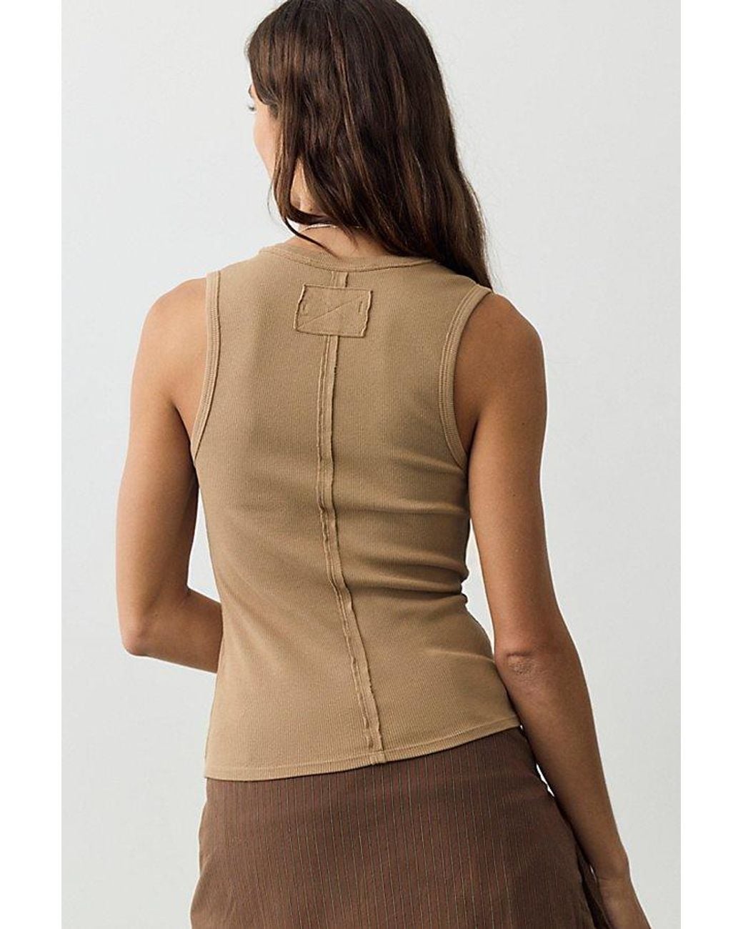 Free People Brown Neria V-Neck Tank Top