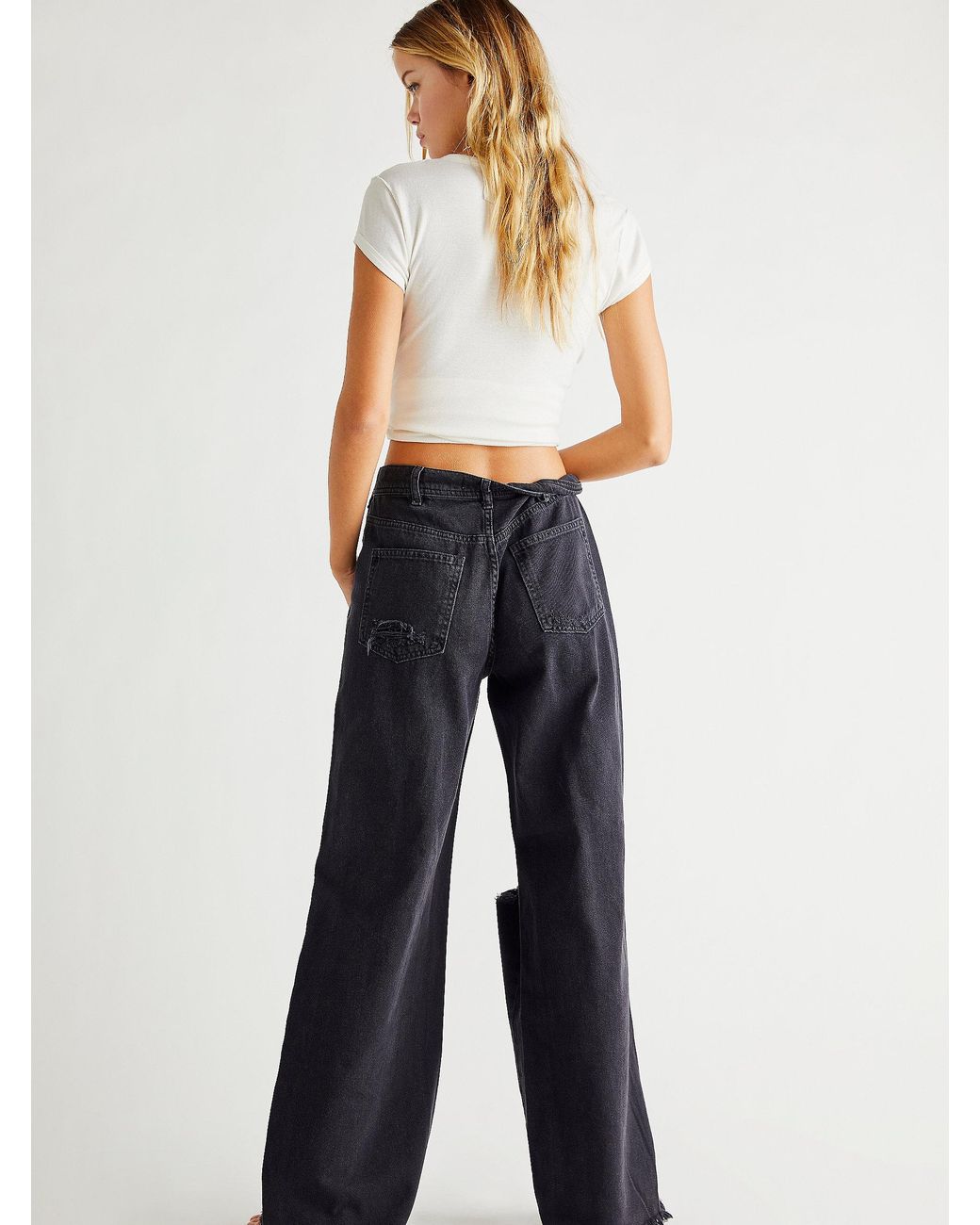 Free People Ollie Extreme Wide Leg Jeans in Black | Lyst