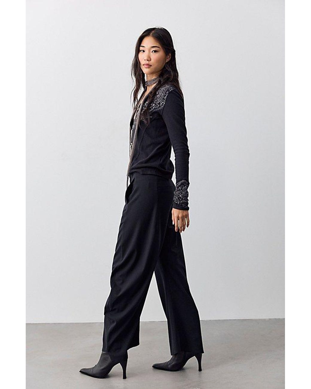 Free People Blue Spotlight Pinstripe Barrel Trousers