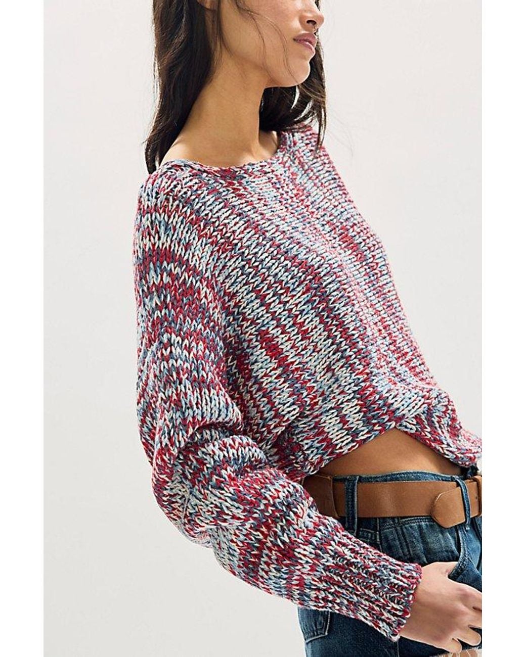 Free People Red Horizon Knit Pullover