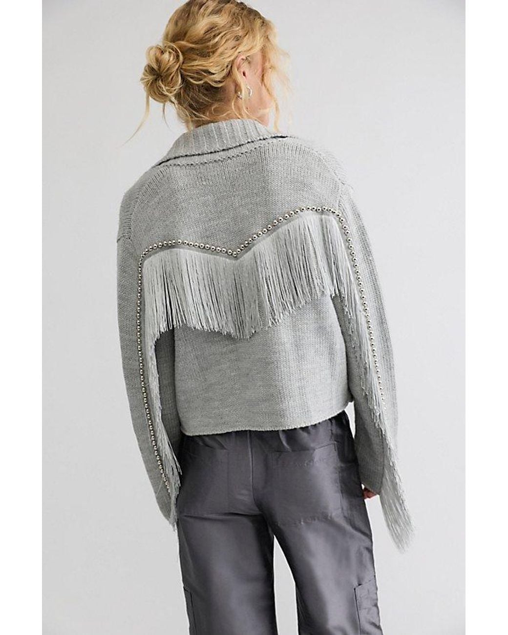 Urban Outfitters Gray Cropped Rodeo Trench Sweater