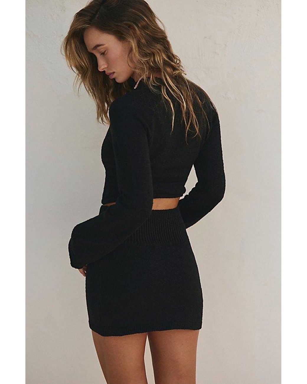 Free People Black Jodi Sweater Skirt Set