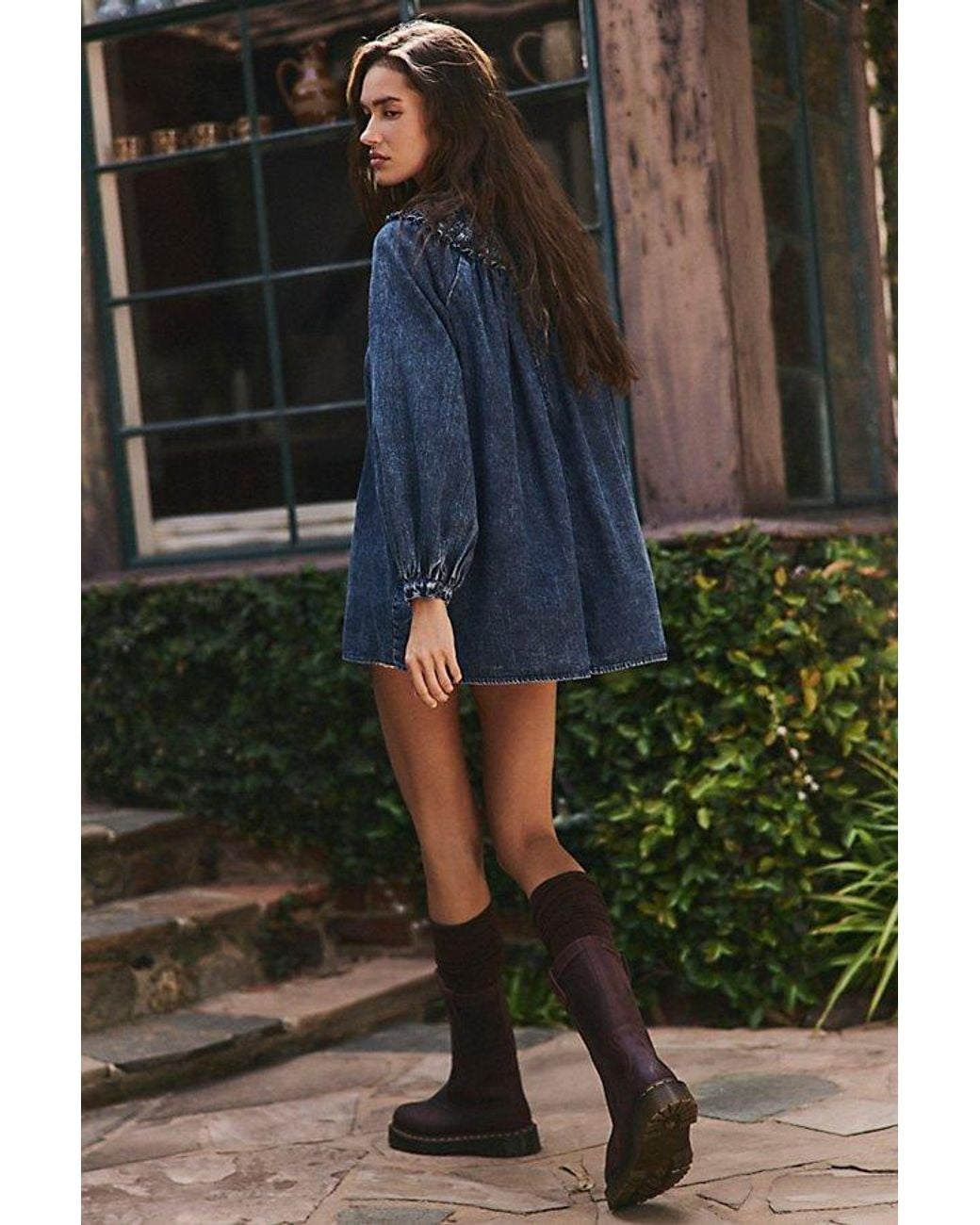 Free People Gray Morning Dew Smocked Mini Dress