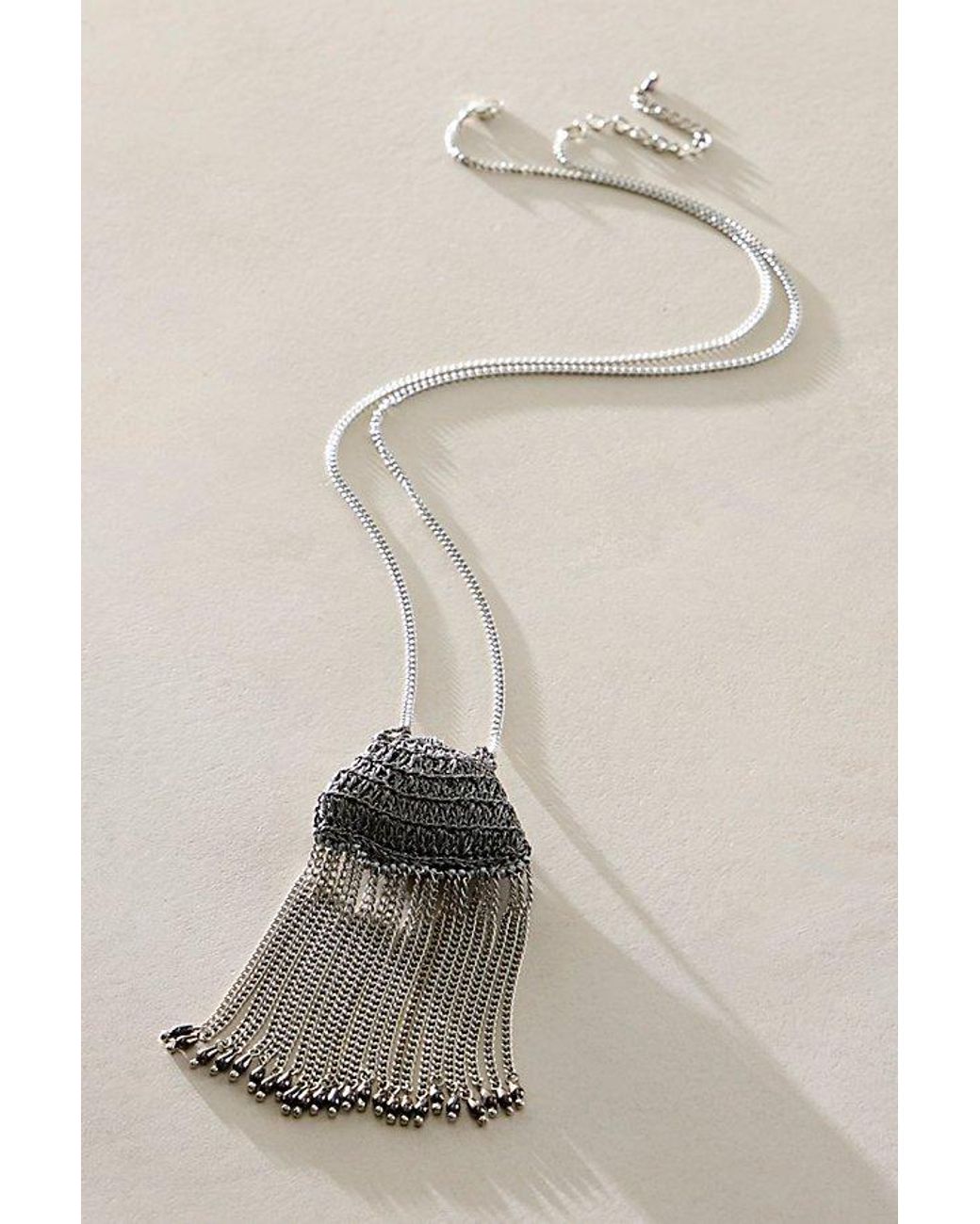 Free People Gray Zelda Fringe Necklace