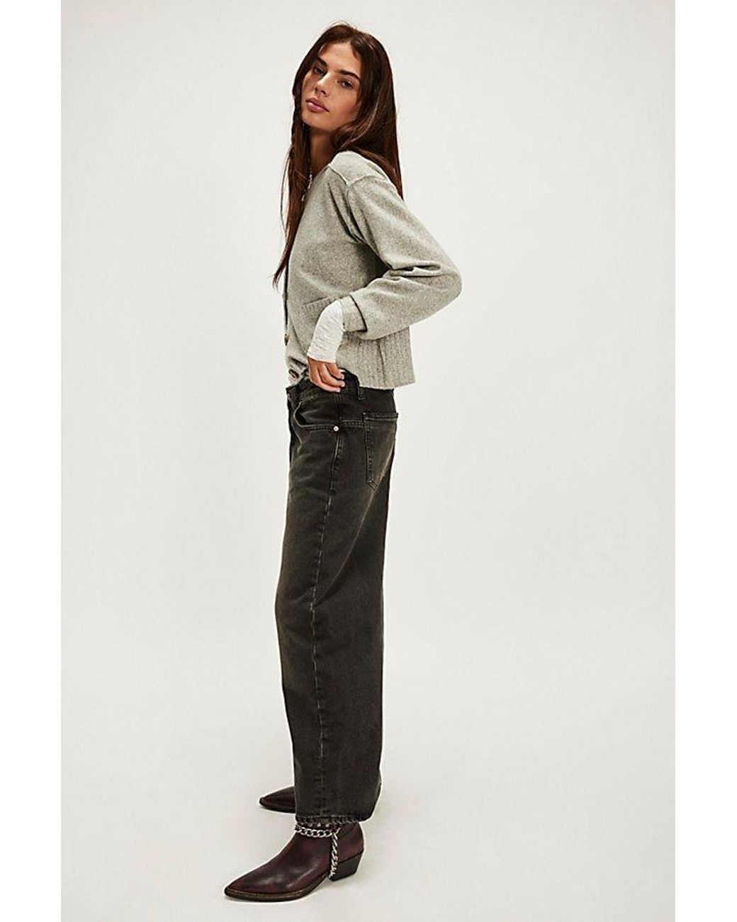 Free People White Deep Trance Dropped Boyfriend Jeans