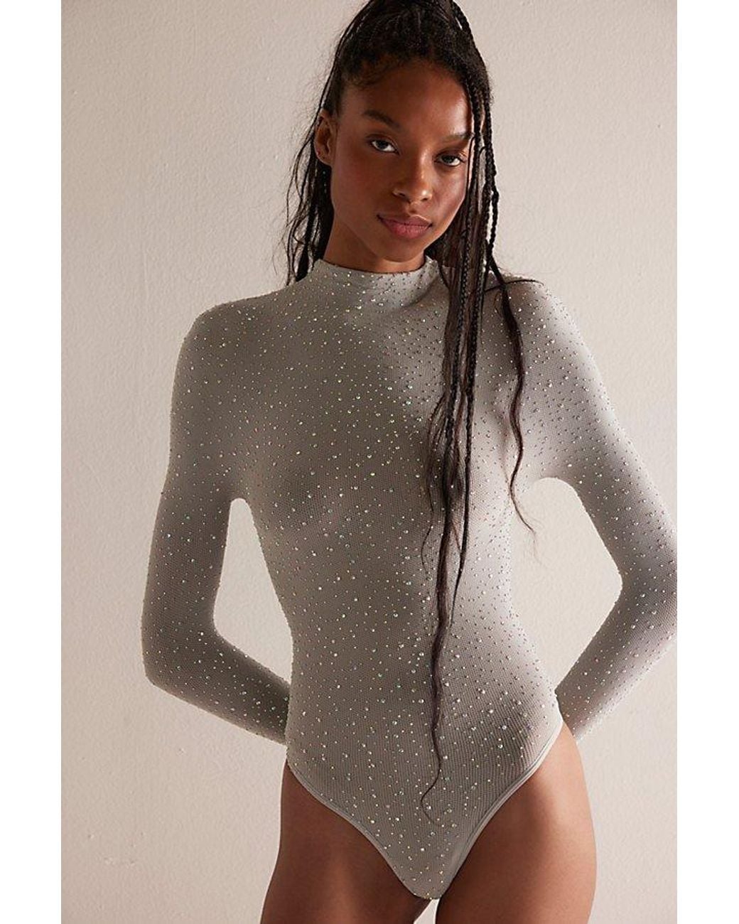 Intimately By Free People Blue Night Sky Seamless Turtleneck Bodysuit