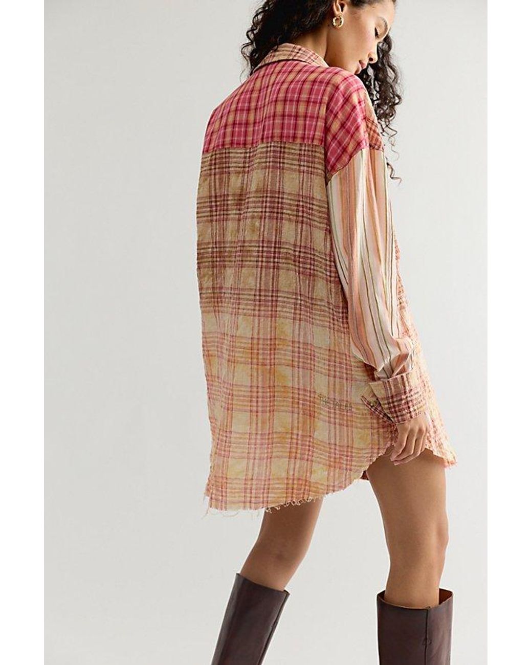 THE TALES White Summer Check Mini Shirtdress