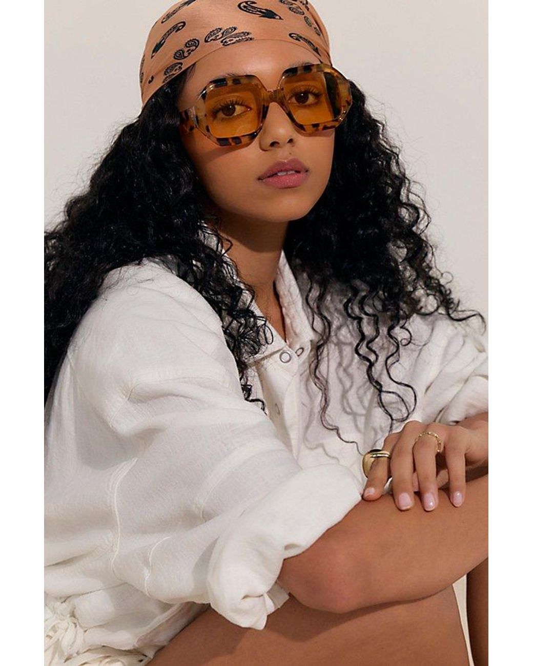 Free People Metallic Corra Square Sunglasses