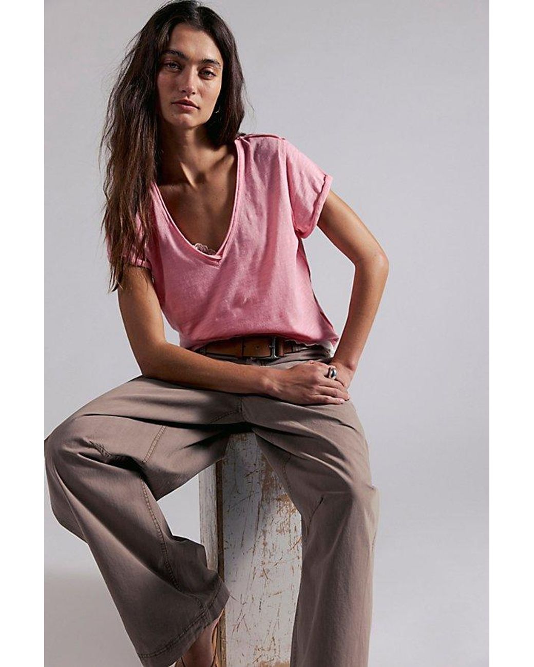 Free People Pink Take 2 Tee