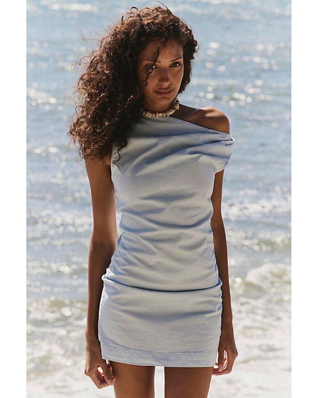 free-est Gray So Far Summer Stretch Linen Mini Dress By