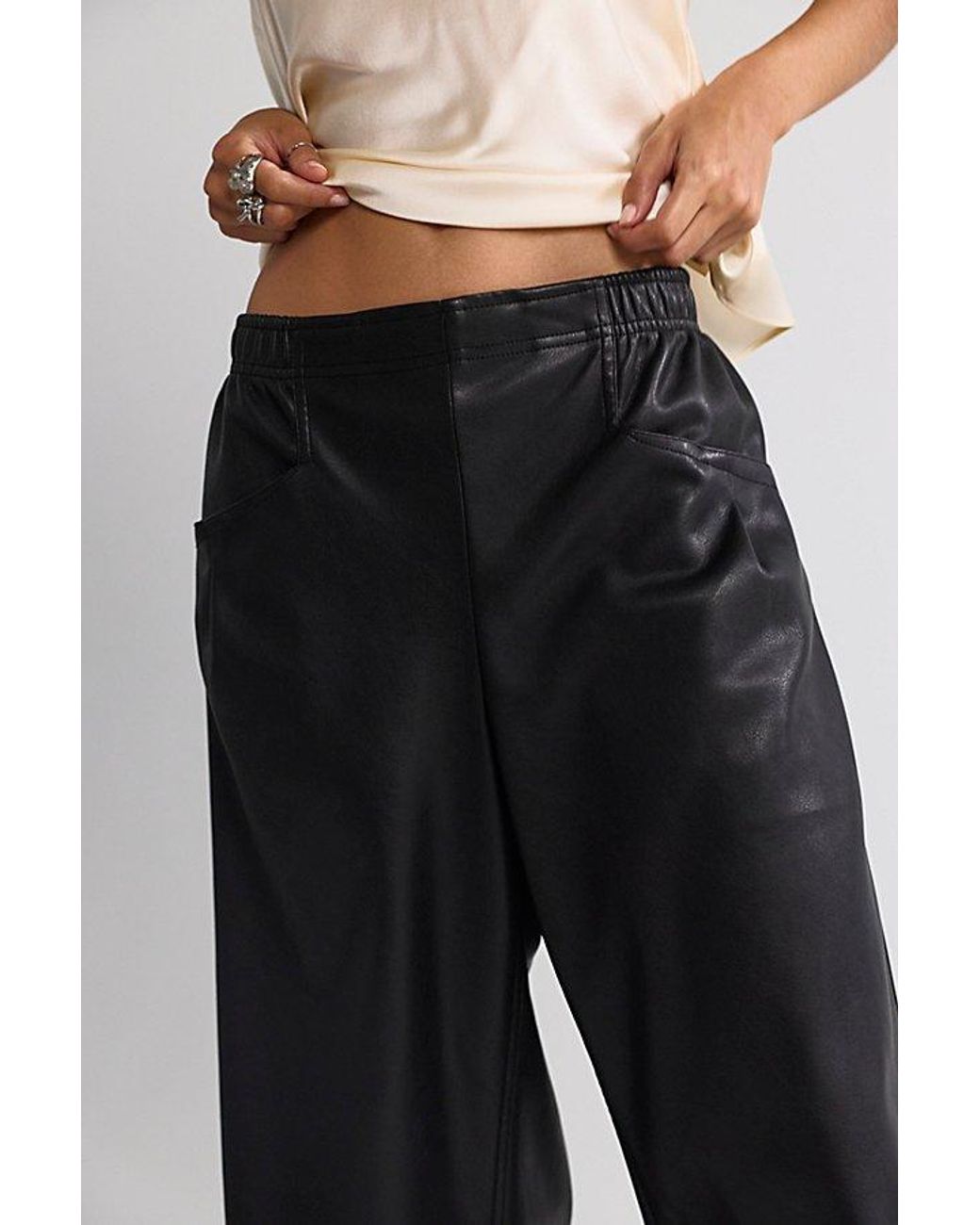 Free People Black We The Free Nice Choice Vegan Pull-On Pants