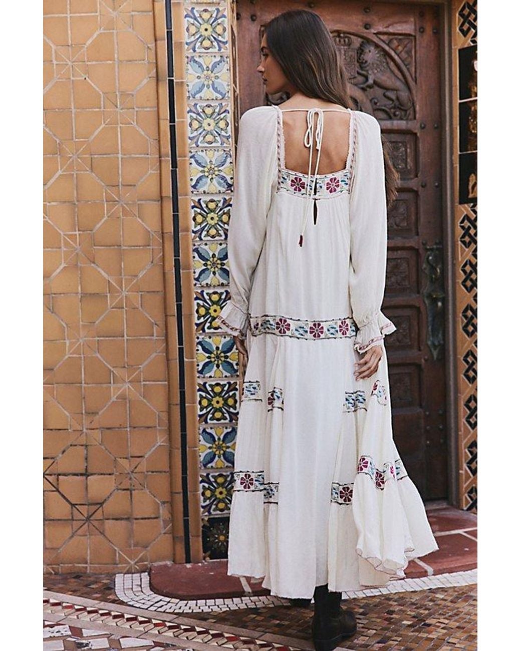 Free People Brown Azalea Embroidered Maxi Dress