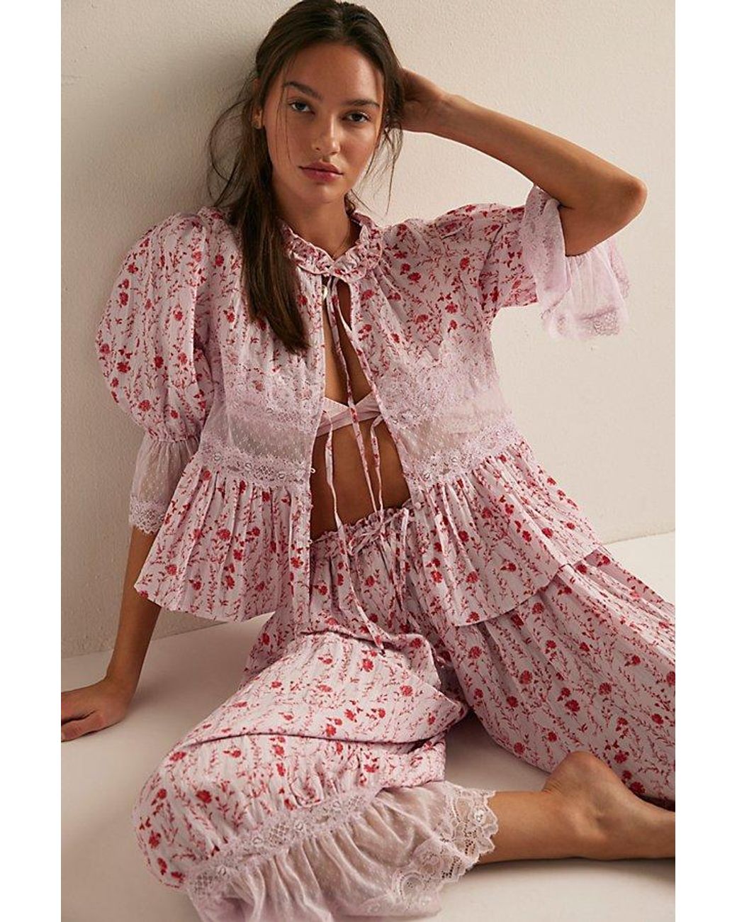 Intimately By Free People Pink Forever Young Printed Bed Jacket By