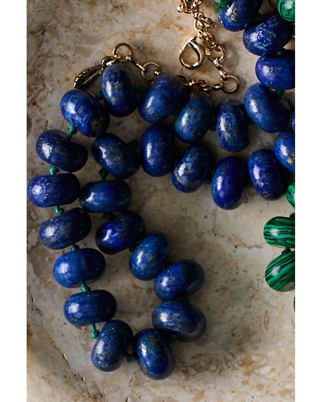 Free People Blue Sabina Semiprecious Beaded Stone Choker Necklace