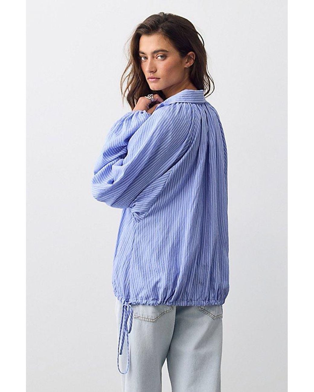 Free People Blue My Bubble Button Down Top