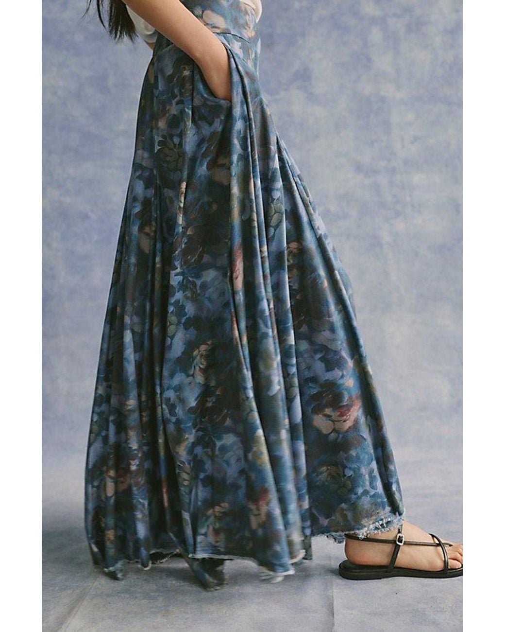 Free People Blue Fallen Star Printed Wide-Leg Pants