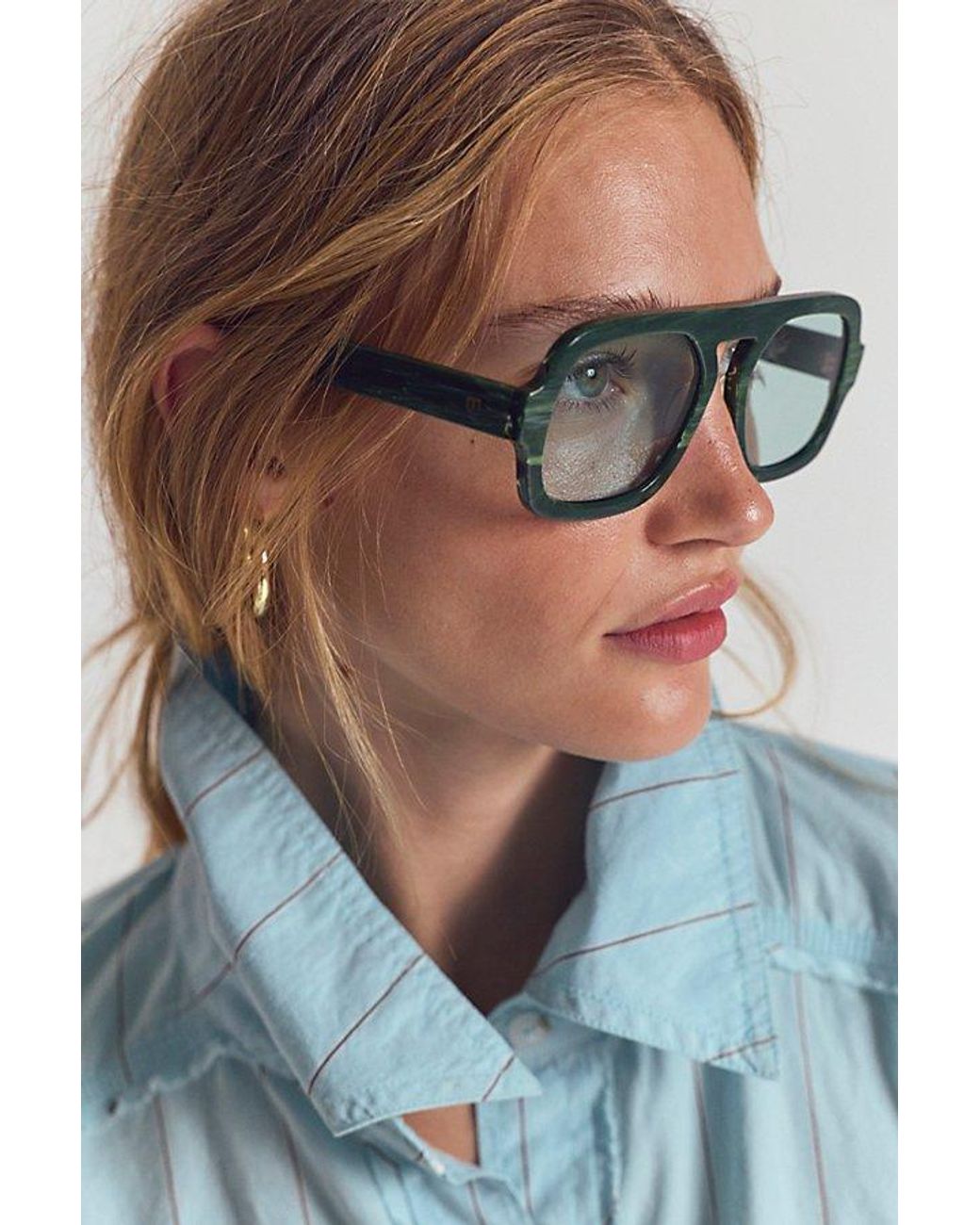 Elisa Johnson Green Jane Aviator Sunglasses