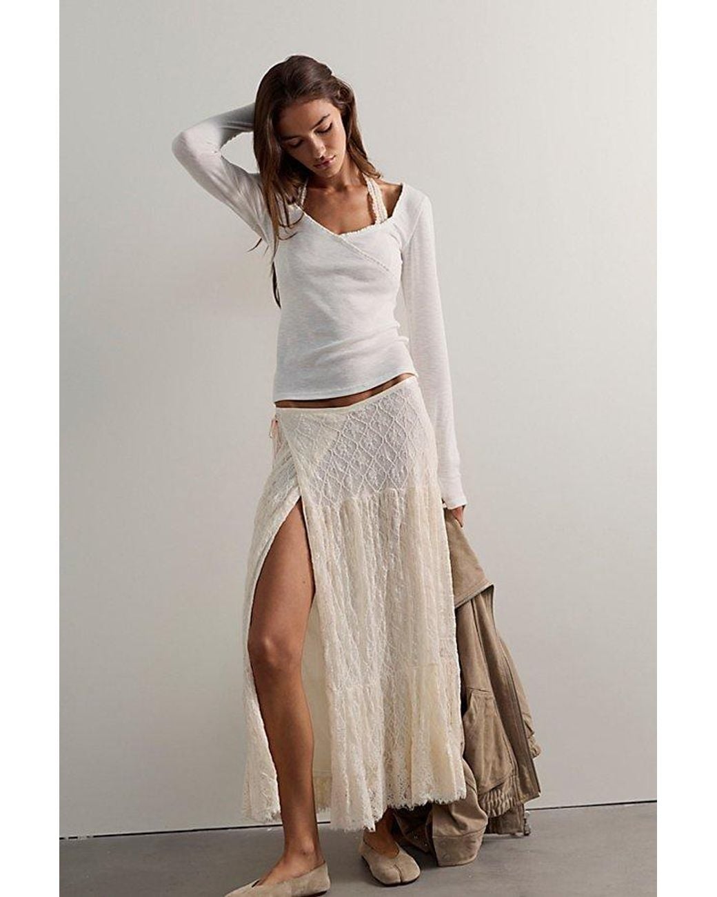 Intimately By Free People Brown That's A Wrap Maxi Slip Skirt By