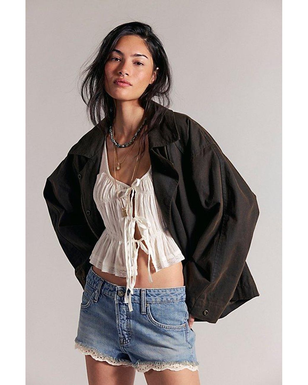 Free People Blue Cali Lace Shorties