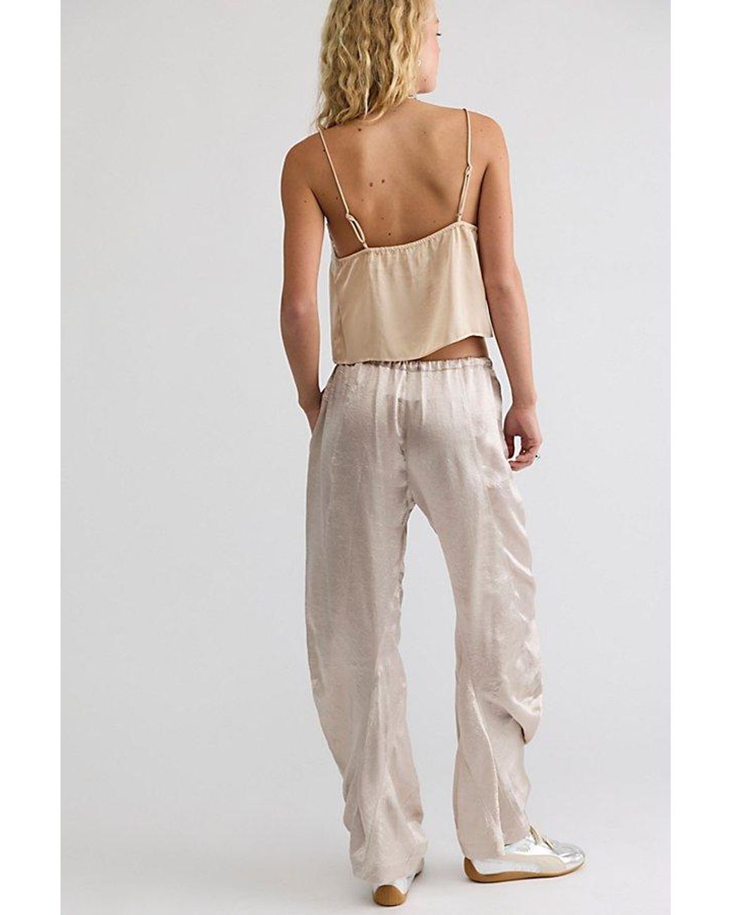 Free People Natural Crowd Pleaser Twisted Satin Pull-On Pants