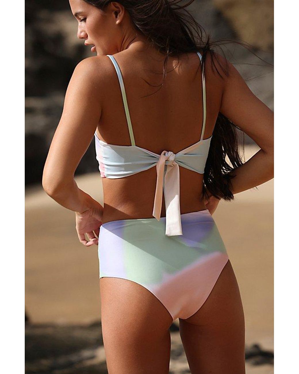 Free People Black Landscape Bikini Top