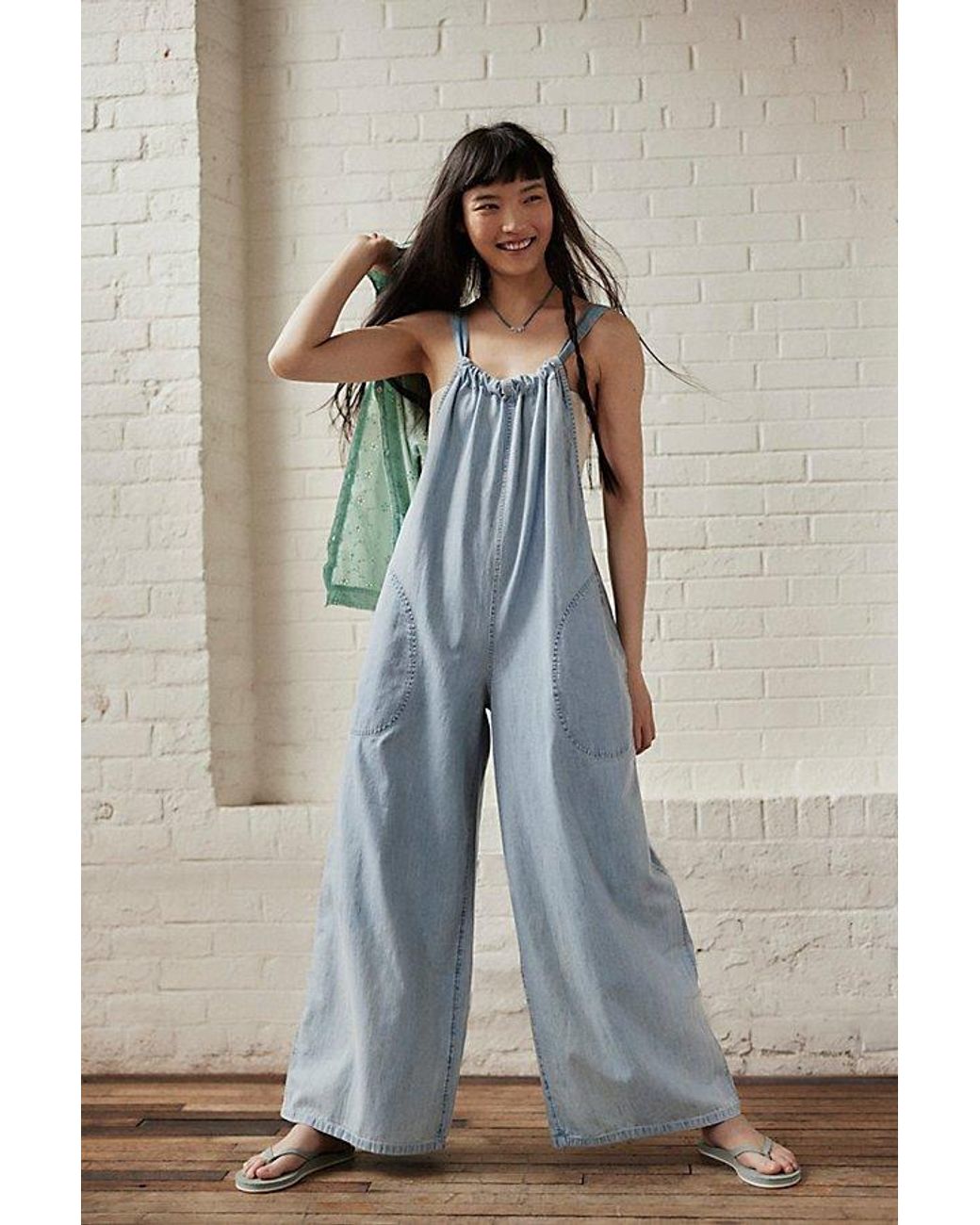 Free People Blue Freebird Jumpsuit