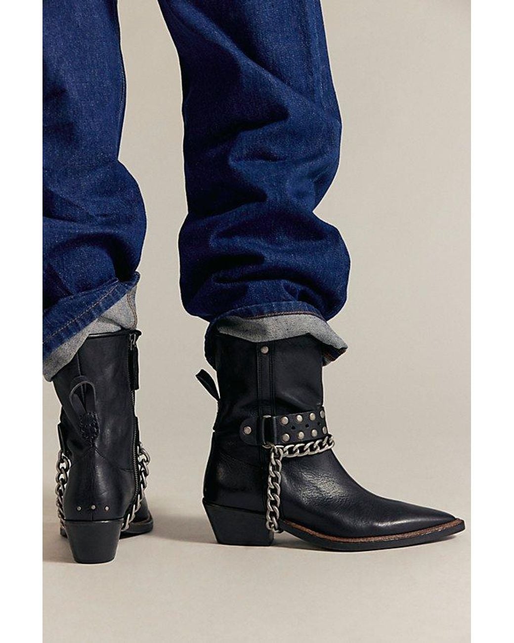 Free People Aiden Chain Boots in Black | Lyst