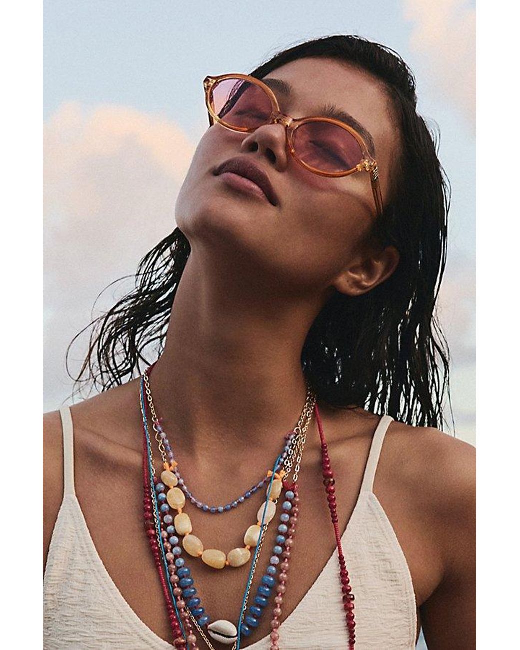 Free People Multicolor Oh Hello Rounded Oval Sunglasses