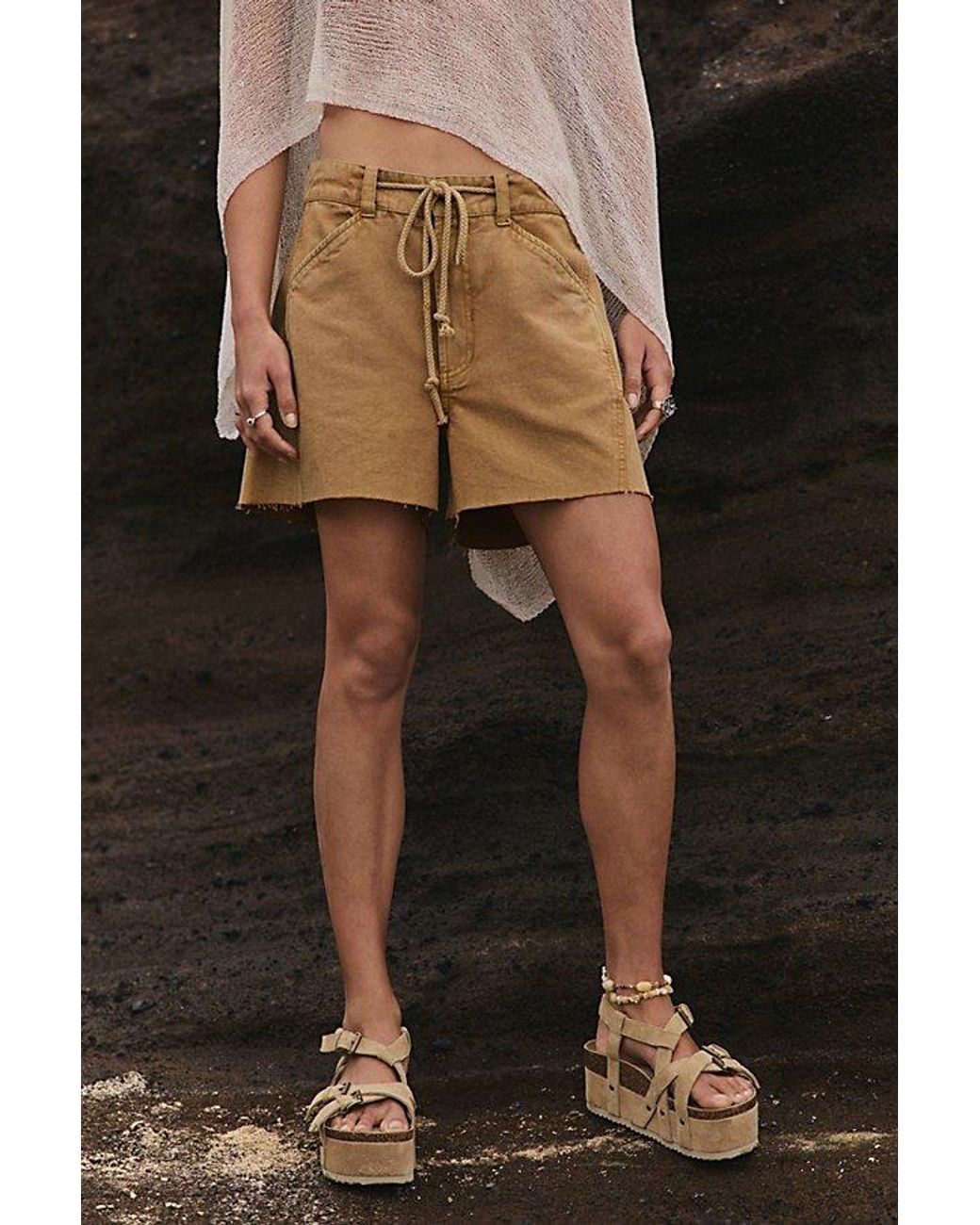 Free People Black Camped Out Cotton-Canvas Shorts