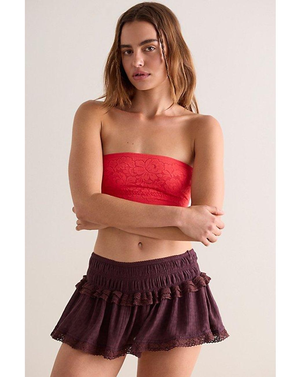 Intimately By Free People Red Smooth Talking Lace Bandeau By