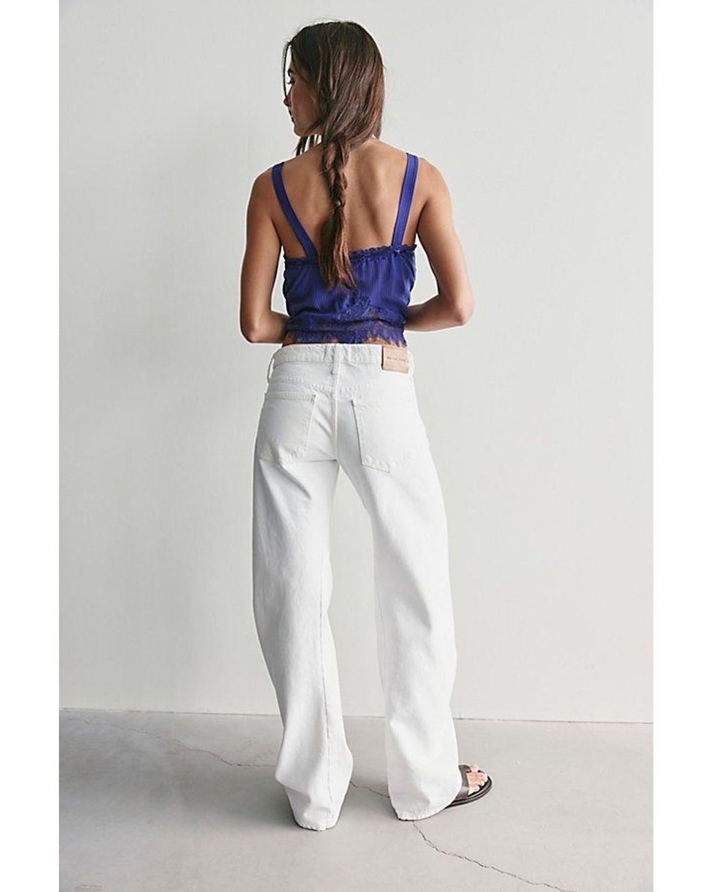 Free People Gray Fable Low-Rise Twisted Bowed Jeans