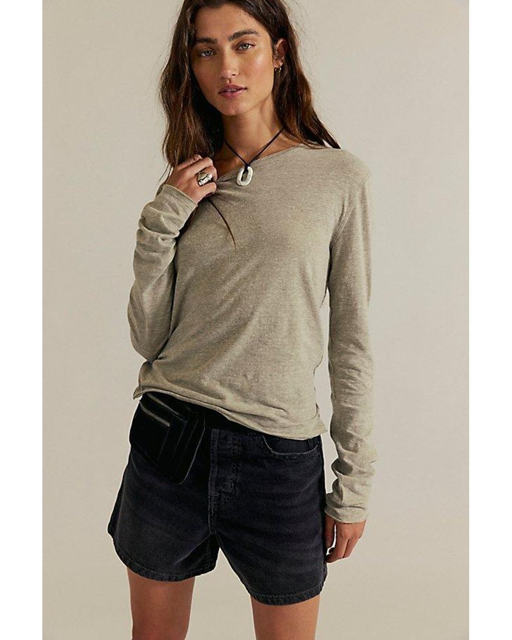 Free People Natural Nova Long-Sleeve Tee