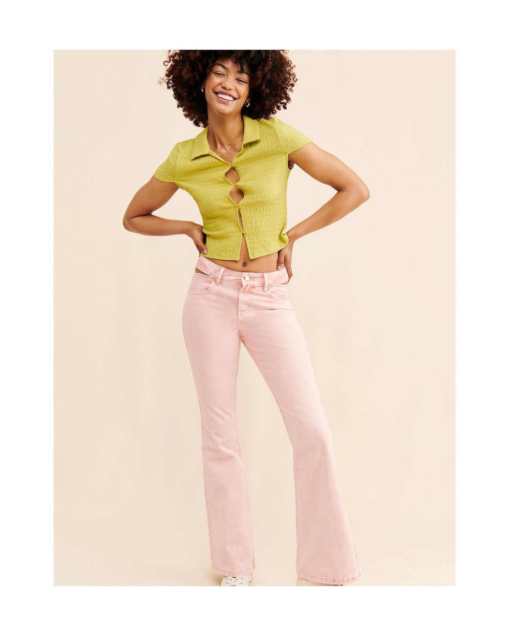 Free People The Ragged Priest Baby Flare Jeans in Pink Lyst