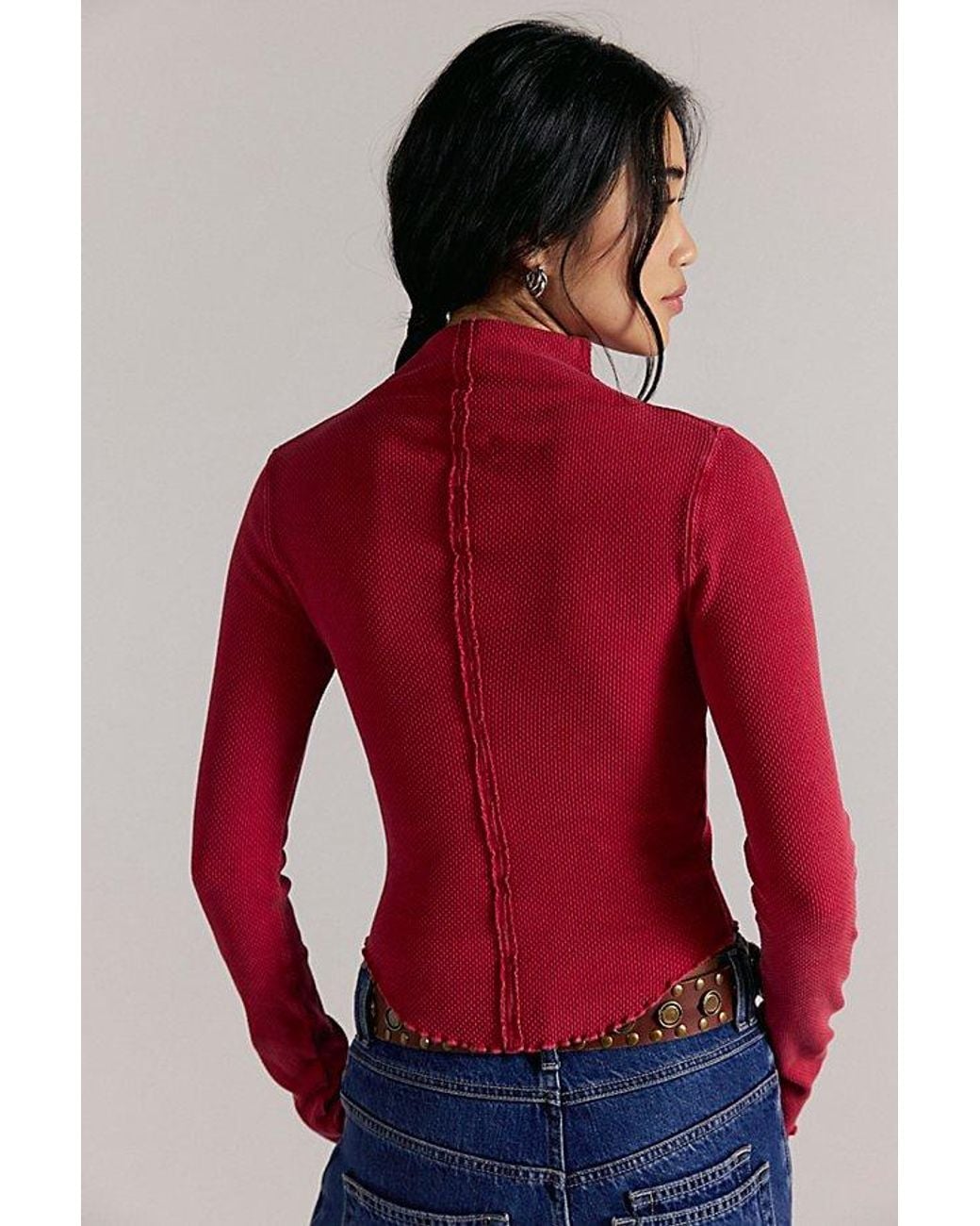 Free People Red Aria Turtleneck Top
