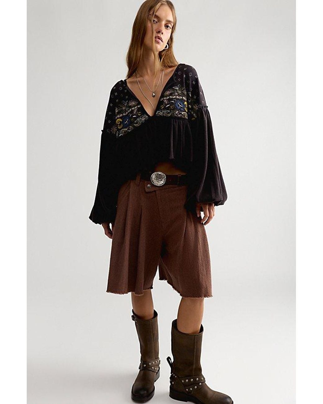 Free People Black Brynn Babydoll Top