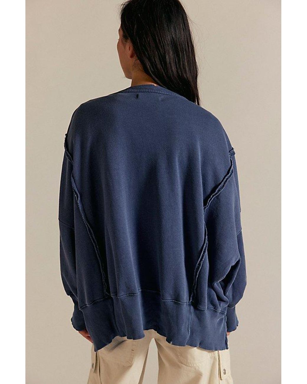 Free People Blue Camden Sweatshirt At Free People In Navy, Size: Xs