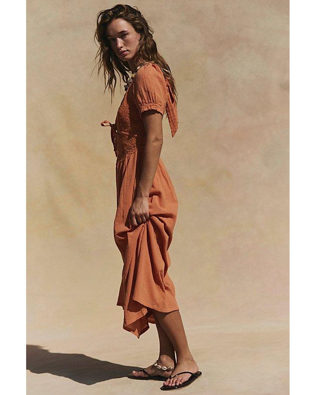 free-est Brown All You Need Is Lace Midi Dress By