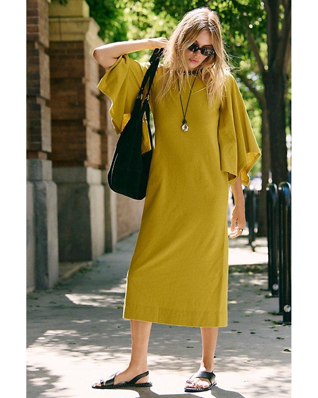 Free People Briar Midi Dress in Yellow | Lyst