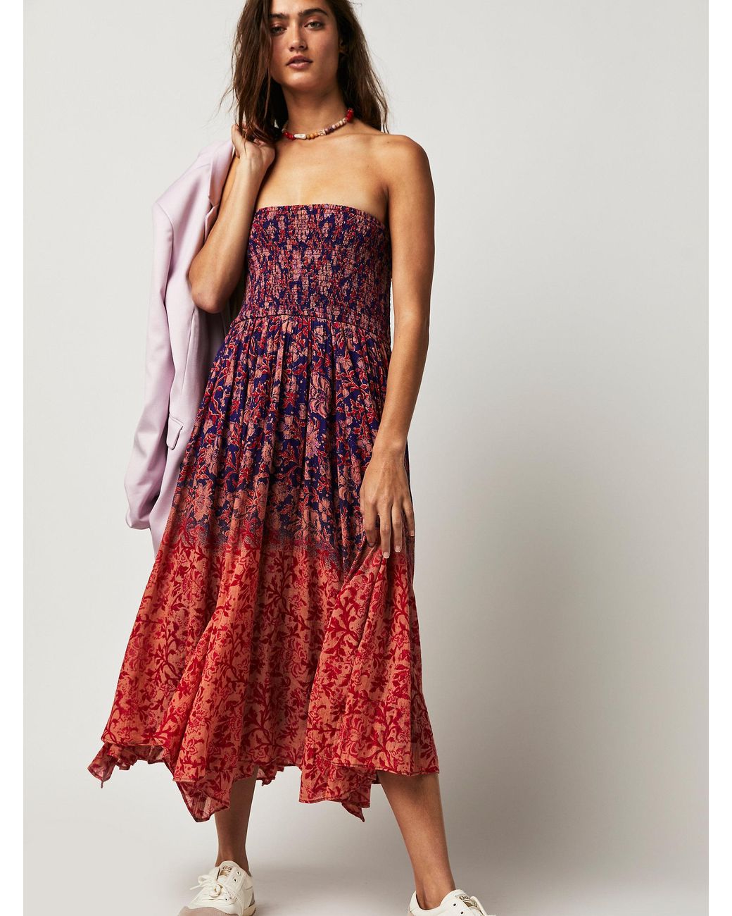 Elan stripe convertible strapless maxi cheap dress