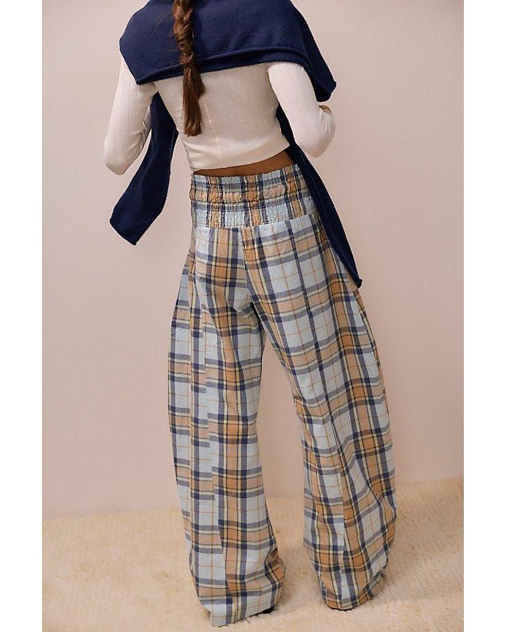 Intimately By Free People Natural Late Checkout Flannel Barrel Pj Pants By