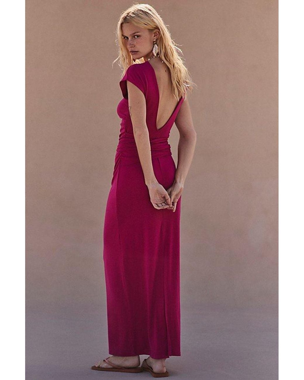 free-est Pink Good Feels Cap-Sleeve Maxi Dress By