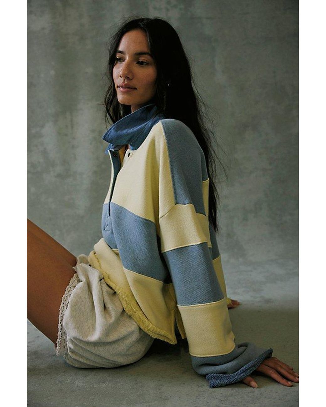 Free People Green Bubble Gum Rugby Sweatshirt