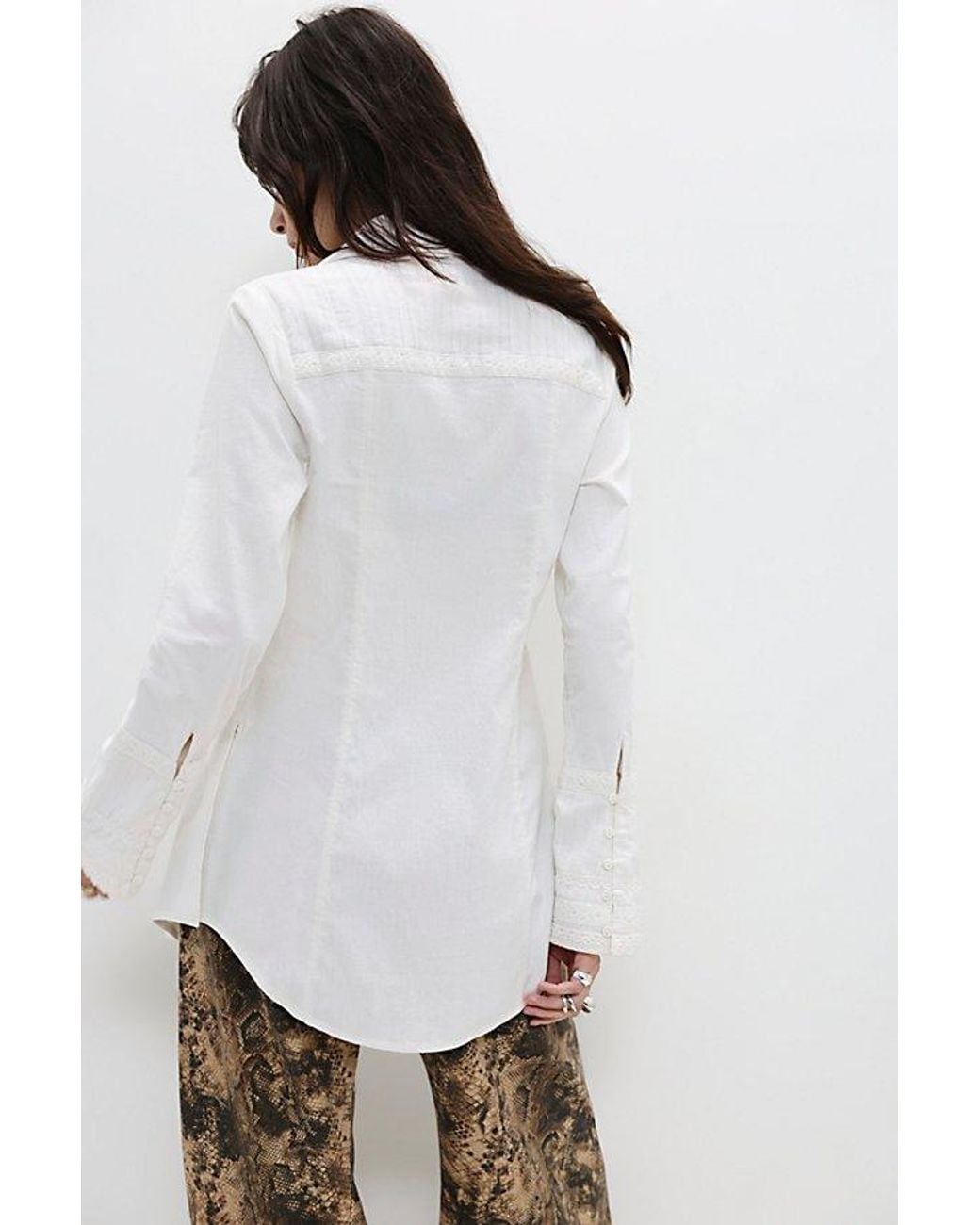 Free People White Kate Button Down Top