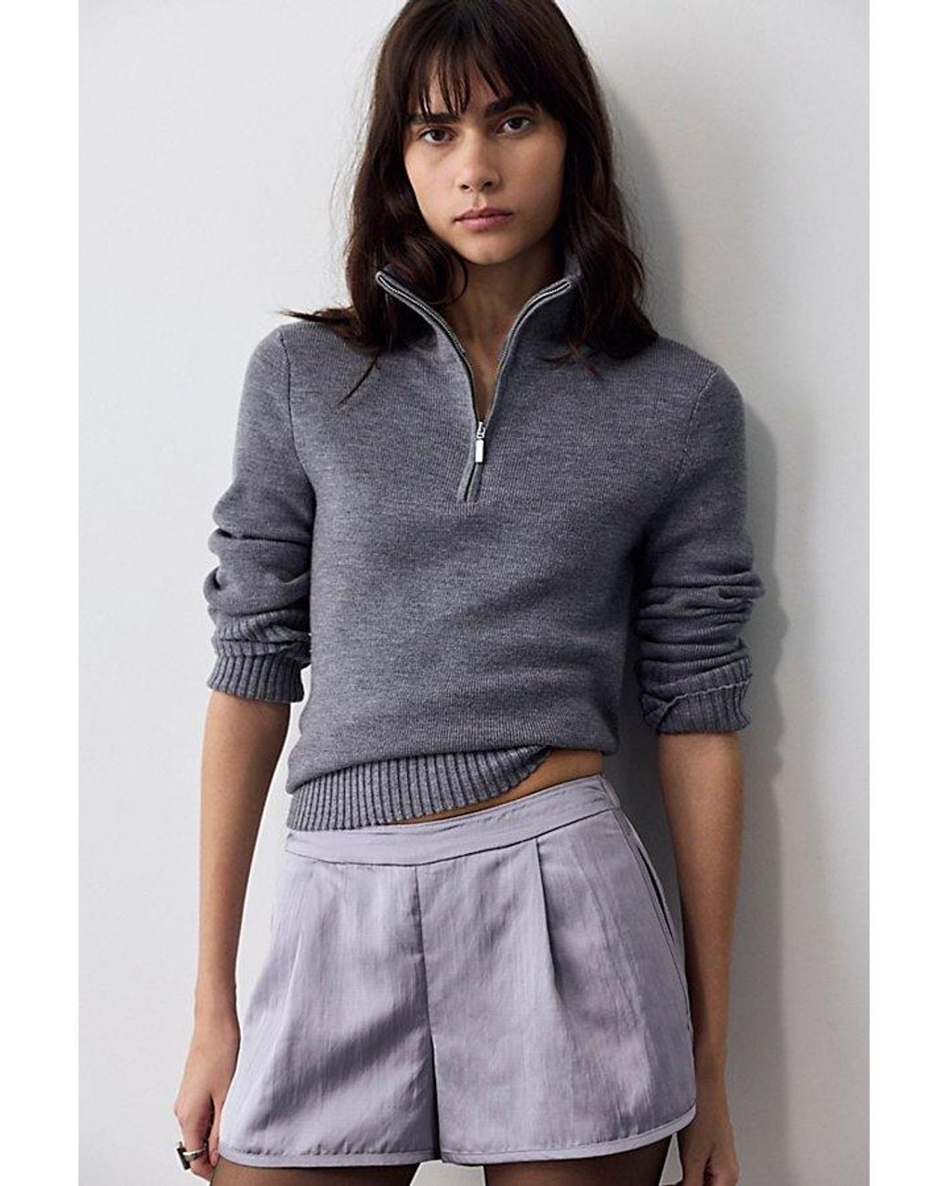 Free People Blue Geneva Satin Pull-On Track Shorts