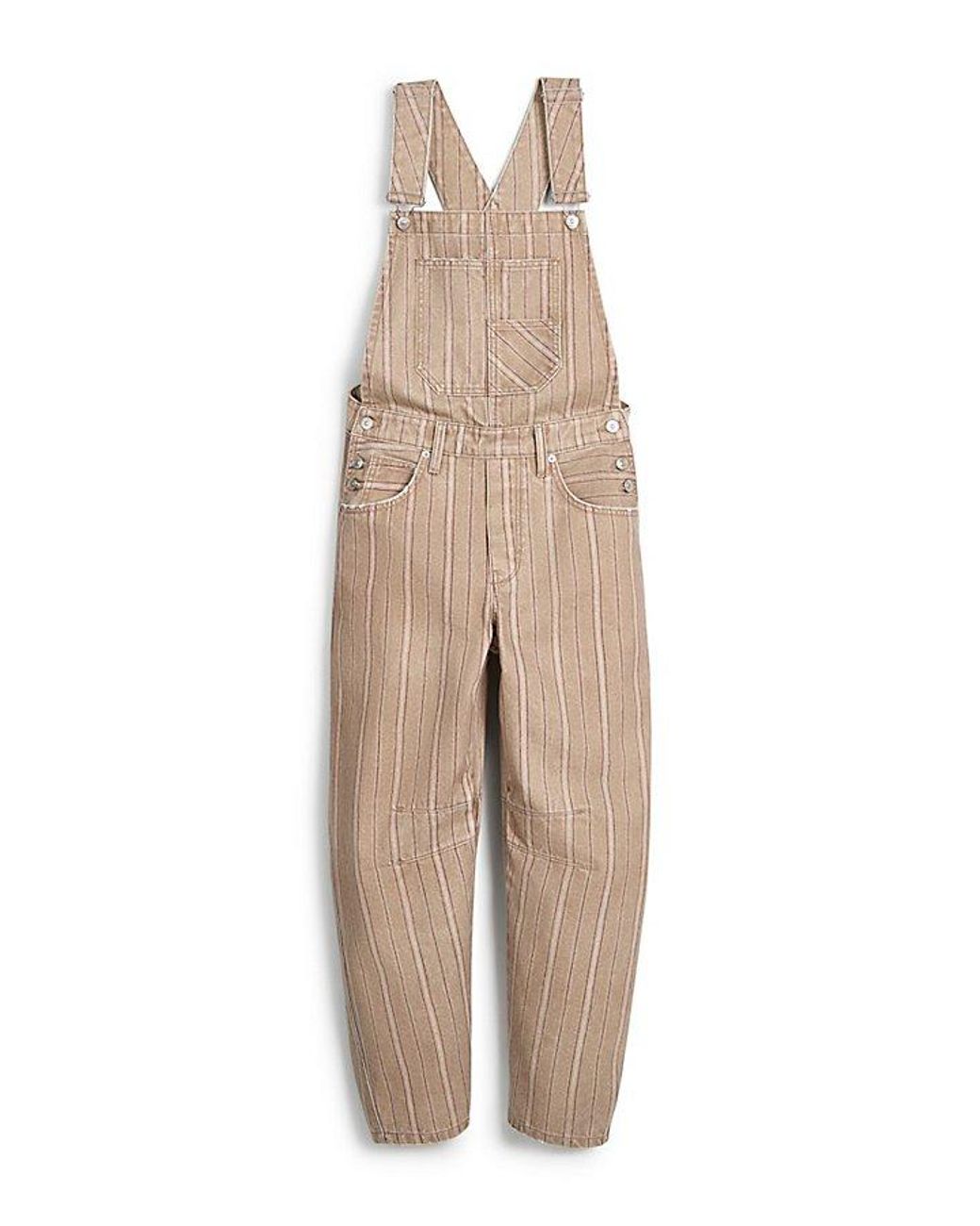 Free People Natural Good Luck Printed Dungarees